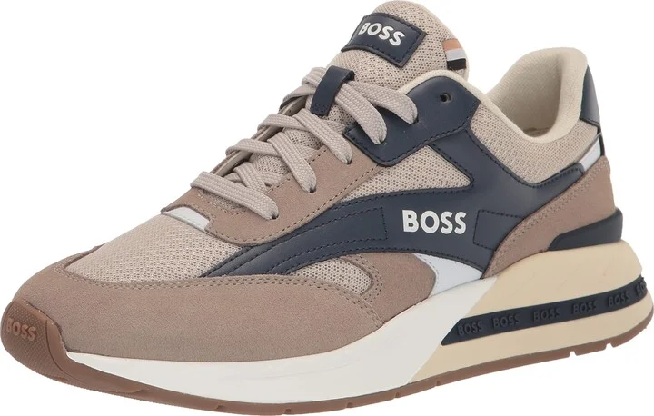 BOSS Mix Material Sneakers with Suede and Smooth Leather