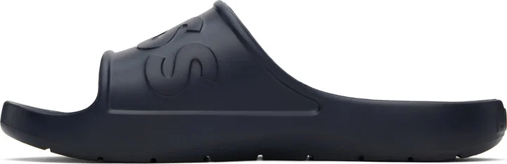 BOSS Navy Embossed Logo Pool Slides - Image 3