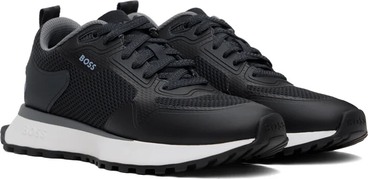 BOSS Navy Mixed-Material Sneakers - Image 4