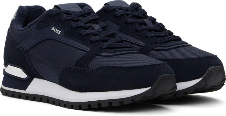 BOSS Navy Paneled Sneakers - Image 4