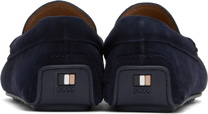 BOSS Navy Portuguese-Crafted Suede Loafers - Image 2
