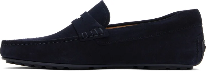 BOSS Navy Portuguese-Crafted Suede Loafers - Image 3