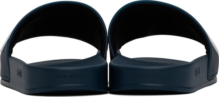 BOSS Navy Raised Logo Pool Slides - Image 2