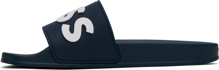 BOSS Navy Raised Logo Pool Slides - Image 3