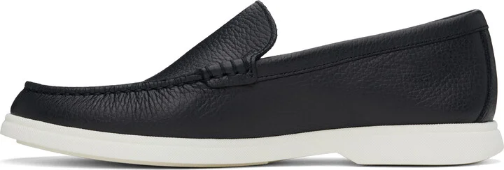 BOSS Navy Tumbled-Leather Loafers - Image 3