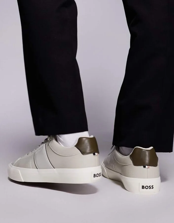 BOSS Orange Aiden sneakers in light beige with contrast detailing - Image 3