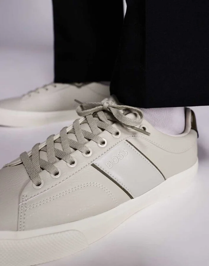 BOSS Orange Aiden sneakers in light beige with contrast detailing - Image 4