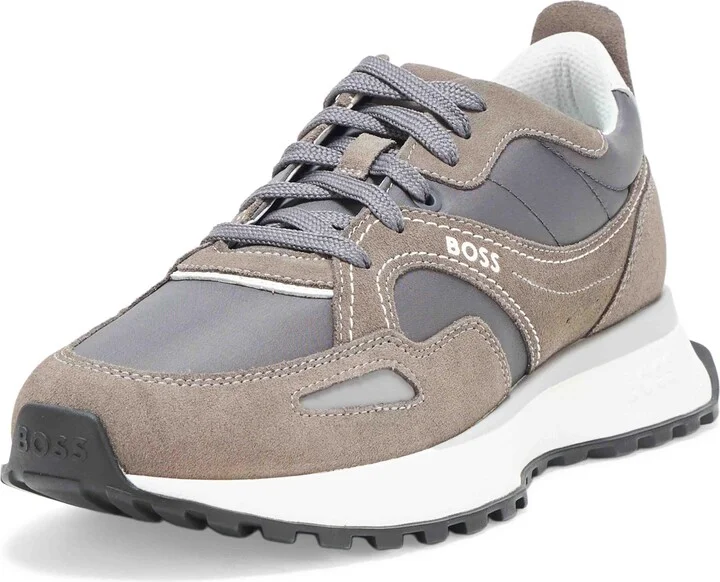 BOSS Side Logo Suede and Nylon Sporty Inspired Sneaker