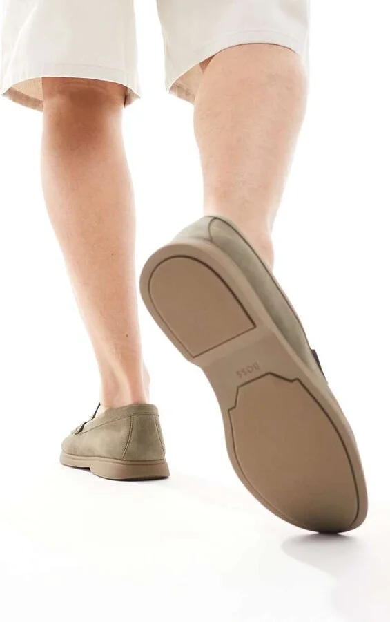 Boss Sienne suede loafers in khaki beige - Image 3