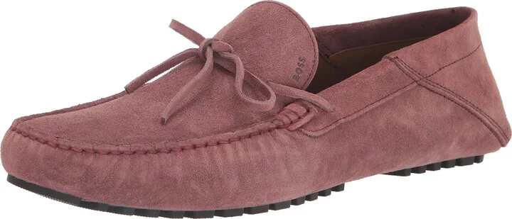 BOSS Suede Slip-On Moccasins with Top Bow Detail