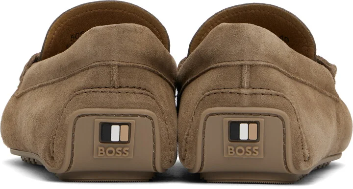 BOSS Taupe Portuguese-Crafted Suede Loafers - Image 2