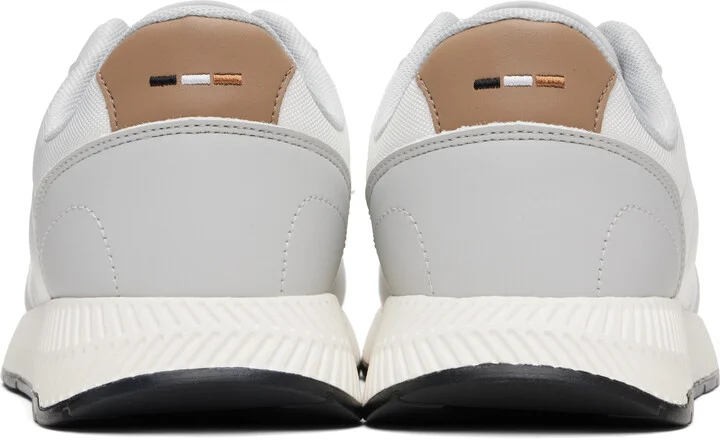 BOSS White & Gray Textured Uppers Low-Top Sneakers - Image 2