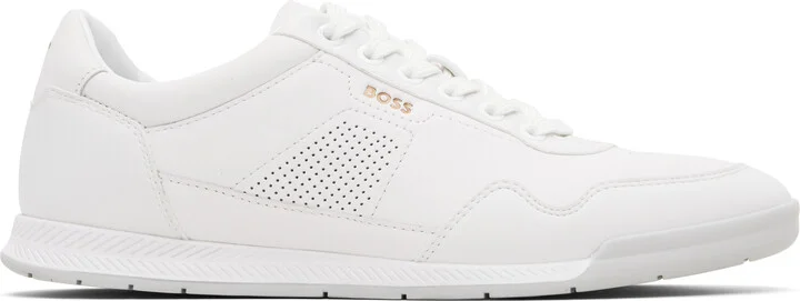 BOSS White Leather Logo Sneakers