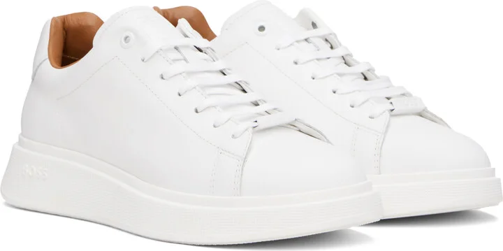 BOSS White Leather Sneakers - Image 4