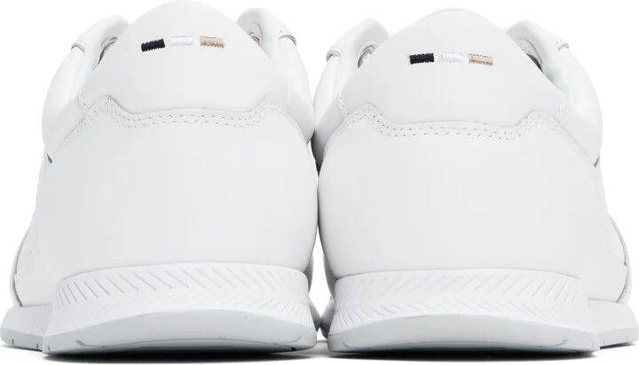 BOSS White Nappa-Leather Perforated Details Sneakers - Image 2