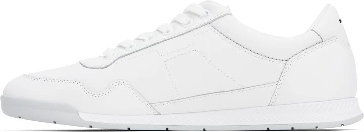 BOSS White Nappa-Leather Perforated Details Sneakers - Image 3