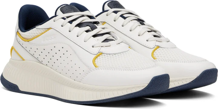 BOSS White Porsche Edition Perforated-Leather Sneakers - Image 4
