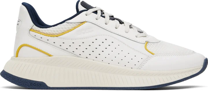 BOSS White Porsche Edition Perforated-Leather Sneakers