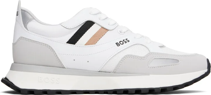 BOSS White Running-Style Hybrid Sneakers