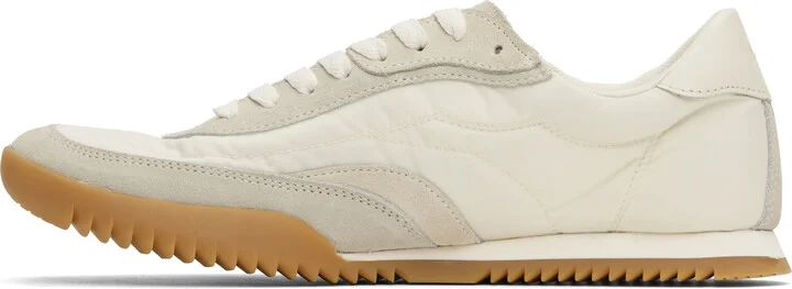 BOSS White & Taupe Low-Profile Suede Trim Sneakers - Image 3