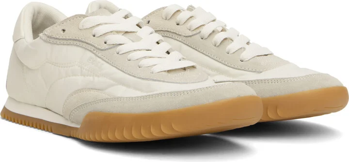 BOSS White & Taupe Low-Profile Suede Trim Sneakers - Image 4