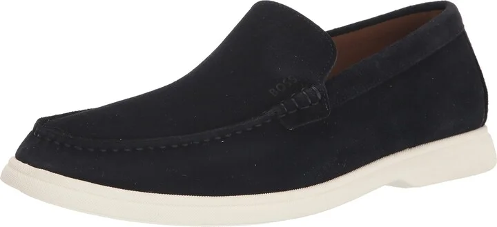 BOSS Womens Suede with Contrast Rubber Sole Loafer