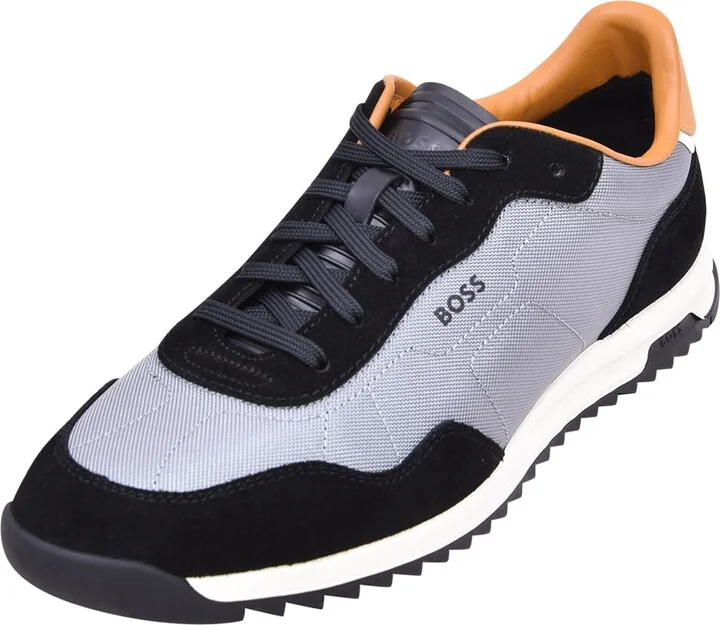 BOSS Zayn Low Profile Suede Leather Two Tone Sneaker