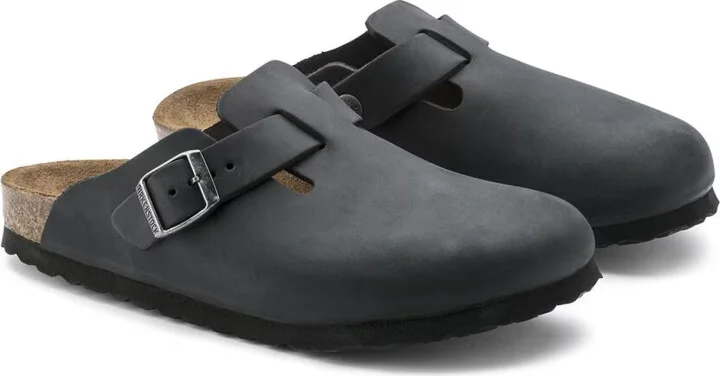 Boston 0059461 Clogs Women's 6 Black Leather Slip On Shoes ZPO3267