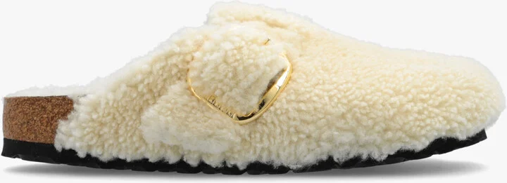 ‘Boston Big Buckle’ Slides, , - Cream