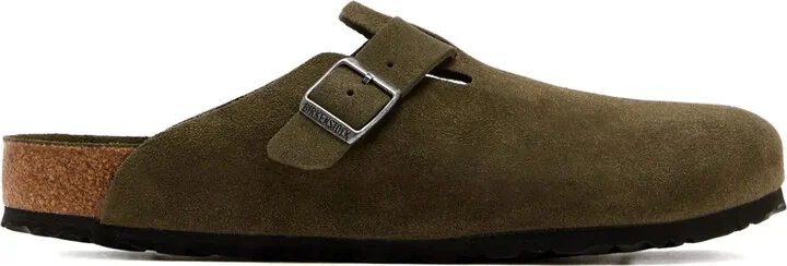 Boston BS buckle suede clogs