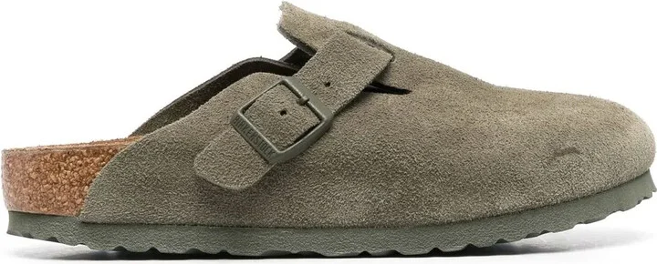 Boston buckle-detail suede clogs