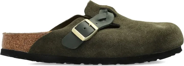Boston buckle-fastening slippers