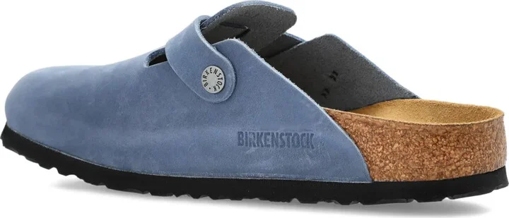 Boston buckle leather mules