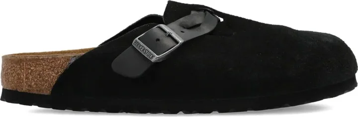 Boston buckle suede mules