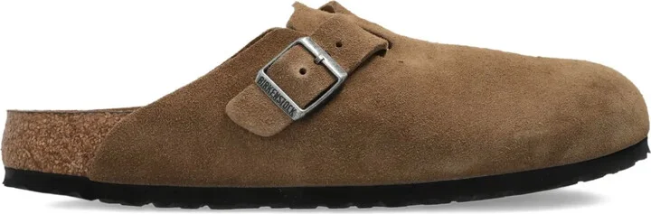 Boston buckle suede mules