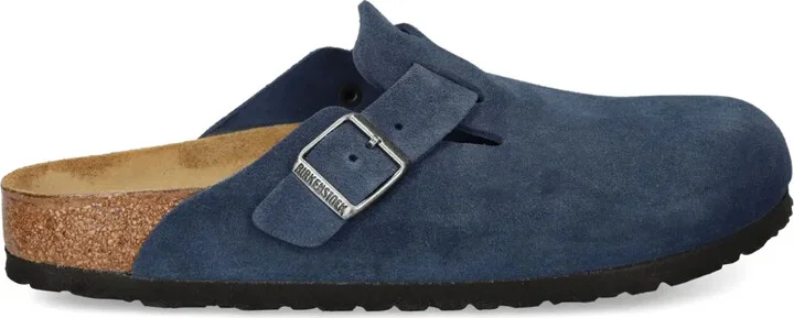 Boston buckle suede mules