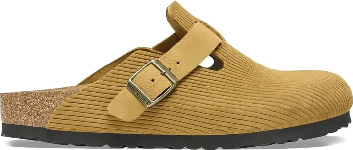 Boston "corduroy cork brown" suede mules