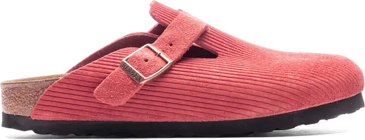 Boston "corduroy sienna red" suede mules