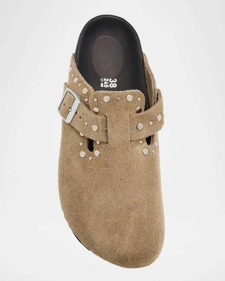 Boston Exquisite Rivets Suede Clogs - Image 3