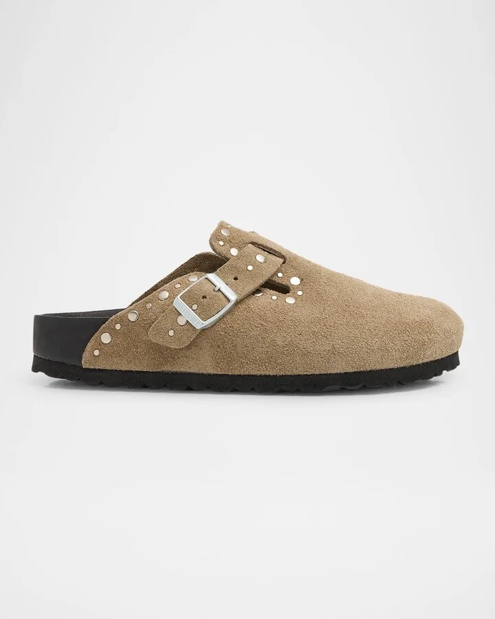 Boston Exquisite Rivets Suede Clogs