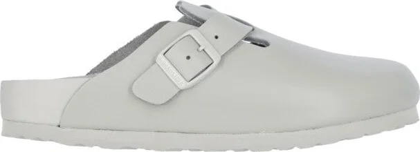 Boston" Grey Leather Mules