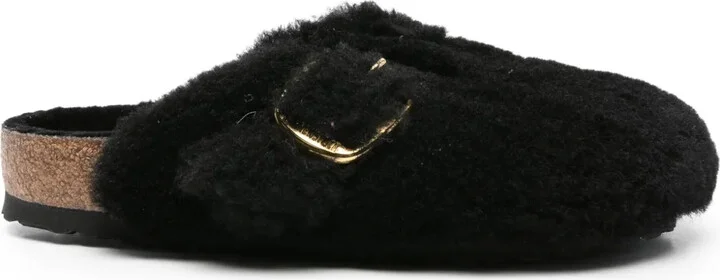 Boston shearling buckle mules