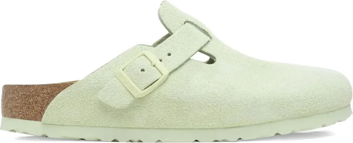 Boston Soft Footbed "faded lime" buckle mules