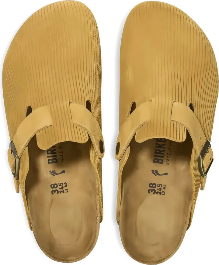 Boston suede embossed "Corduroy Cork Brown" mules - Image 2