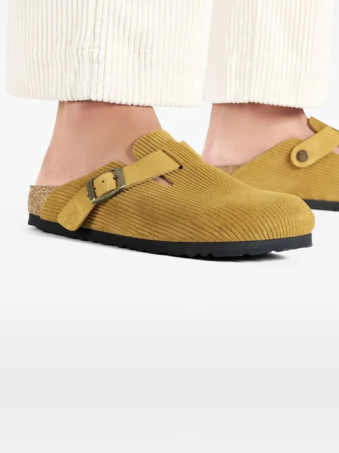 Boston suede embossed "Corduroy Cork Brown" mules - Image 5