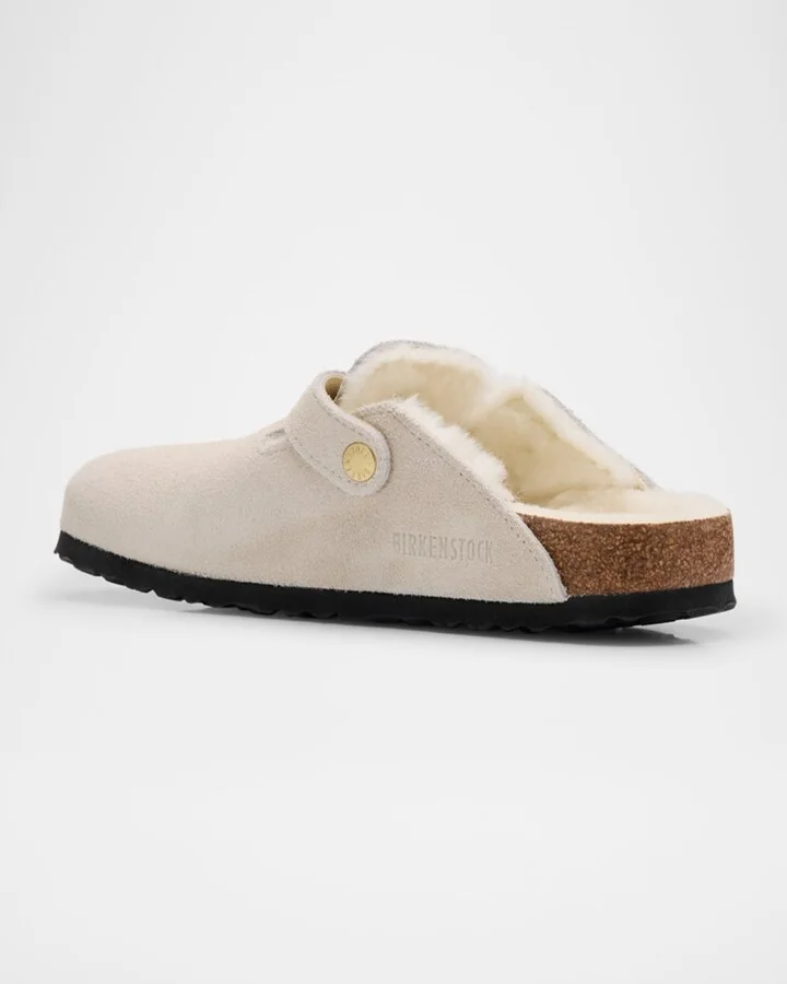 Boston Suede Shearling Buckle Slide Clogs - Image 3