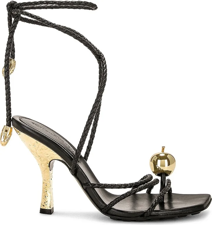 Bottega Veneta Adam Lace Up Sandal in Black