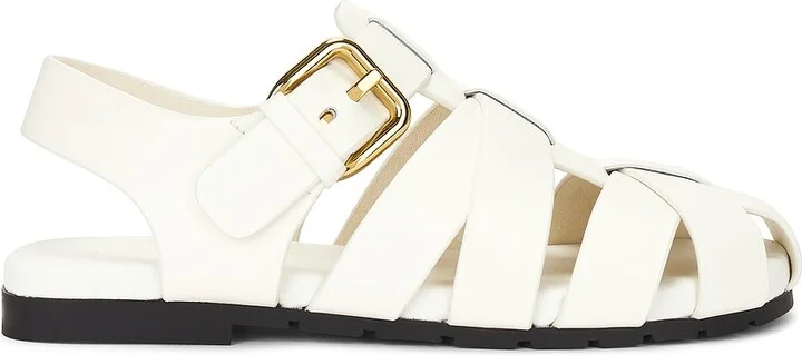Bottega Veneta Alfie Flat Sandal in White