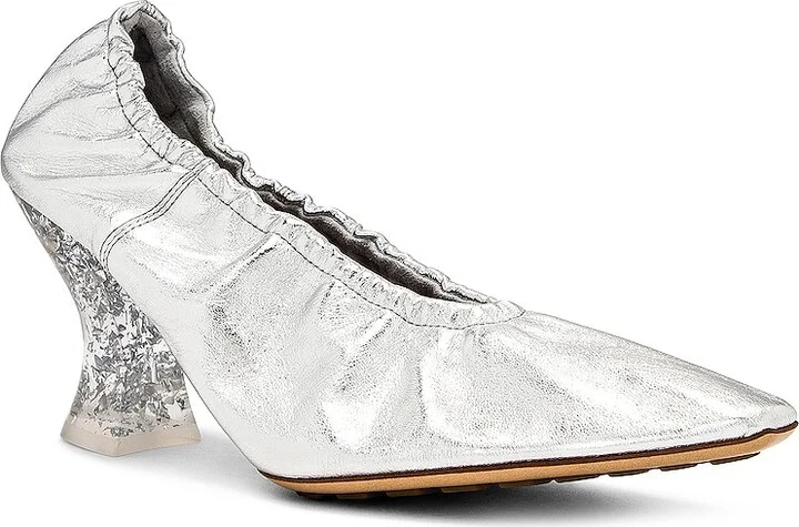 Bottega Veneta Almond Pumps in Metallic Silver - Image 2