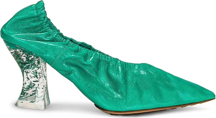 Bottega Veneta Almond Slip-On Pumps in Teal